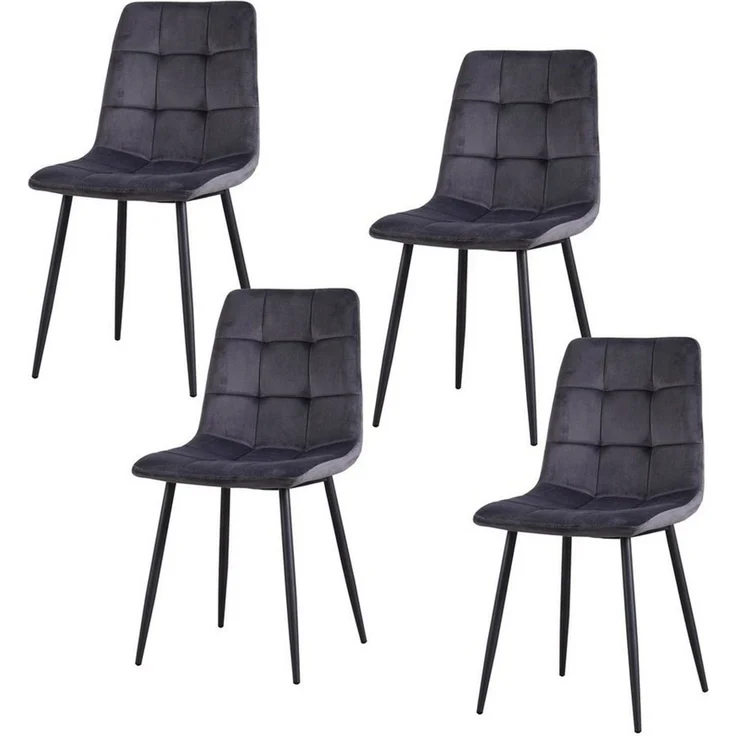 HTI-Living Esszimmerstuhl Stuhl Mesa Velvet Grau (Set, 4 St), Esszimmerstuhl Samt – Bild 3