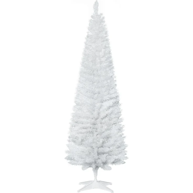 HOMCOM Weihnachtsbaum, Kunststoff, Metall, Weiß, Ø55 x 180H cm – Bild 1