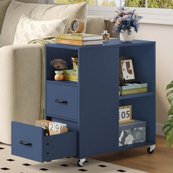 HOMECHO Rollwagen Rollcontainer mit Schubladen auf Rollen, 60x30x65 cm, Rollcontainer mit Schubladen auf Rollen – Bild 4