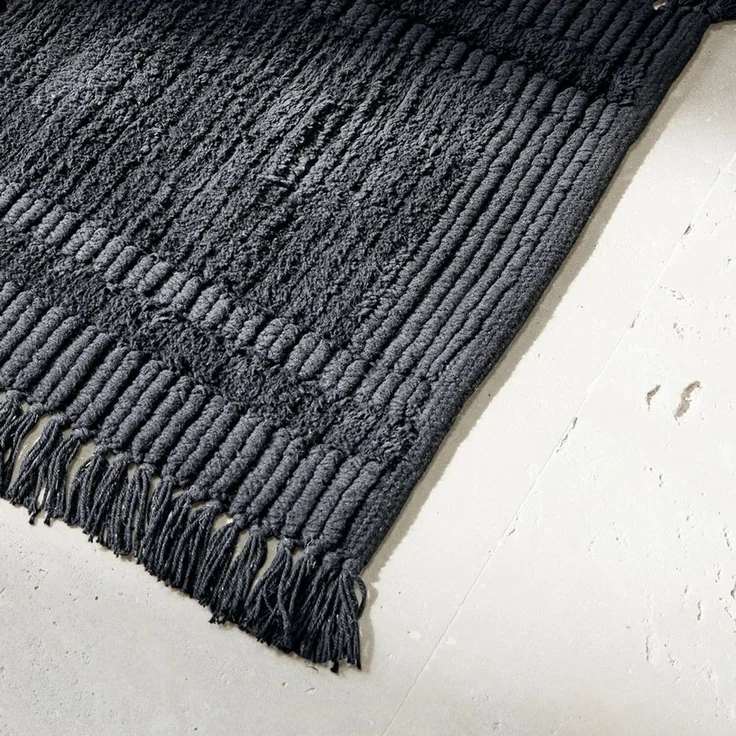 Mirabeau Badematte Badematte Nexilo schwarz, Höhe 400 mm, 100% Baumwolle, stilvolles Interieur, Weiche Baumwolle, Handgewebt – Bild 4