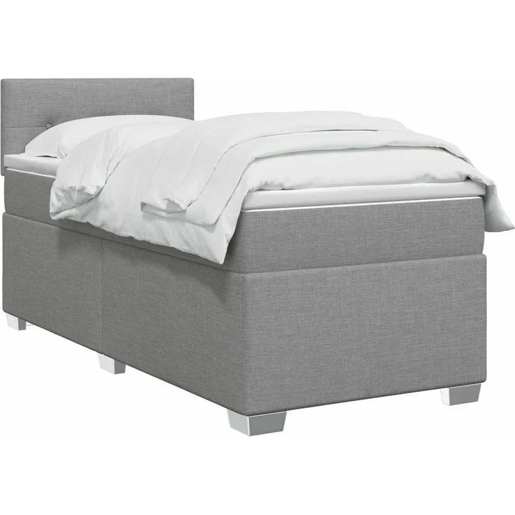 vidaXL Boxspringbett mit Matratze Hellgrau 90 x 190 cm Stoff 3450369 – Bild 3