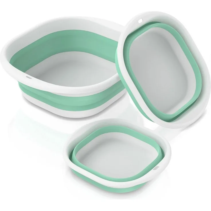 BEARWARE Schüssel Faltbares Waschbecken-Set, 3-tlg. (3 l + 5 l + 9 l), Waschschüssel, (Set, 3-tlg), wasserdicht, platzsparend verstaubar, mit Aufhängeöse, für Haushalt
