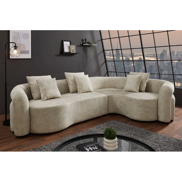 riess-ambiente Wohnlandschaft VOGUE 290cm beige - Samt, XXL-Sofa, gerundet, inkl. Kissen, L Form, Einzelartikel 1 Teile, Luxus Big Sofa - ideal für Wohn- und Schlafzimmer oder als Eckcouch – Bild 5
