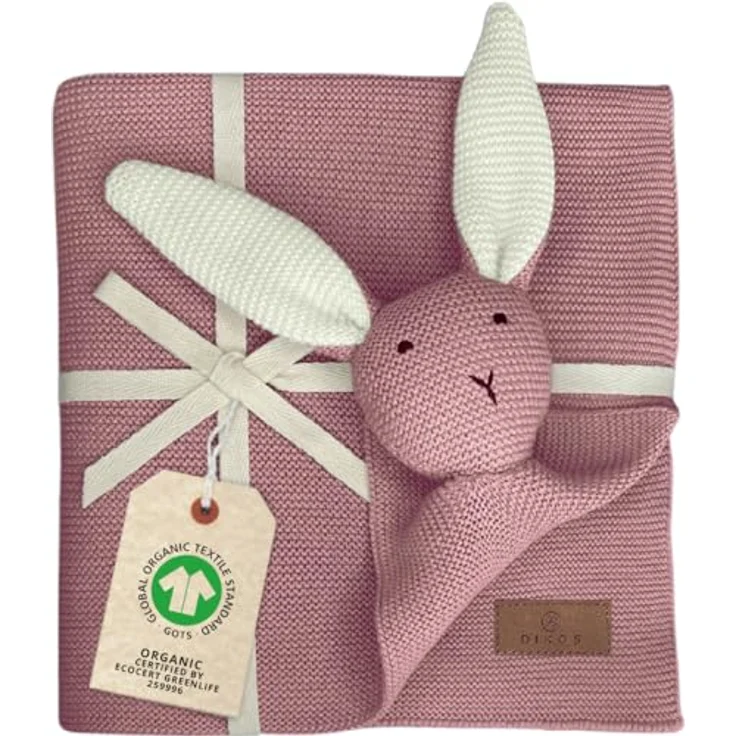 Babydecke DIKOS® Babydecke SCHMUSE-HASE Baby Geschenk Mädchen Junge Geschenkset, DIKOS, Geschenk zur Geburt, PREMIUM Qualität, 100 % BIO Baumwolle, nachhaltig – Bild 2