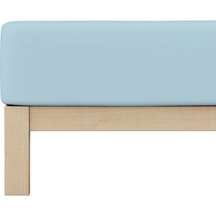 Schlafgut 'Pure' Spannbettlaken, Gummizug: rundum, für Matratzen bis 30cm Höhe, Bio-Baumwolle mit Elasthan, Blue Light, L 140x200 cm - 160x220 cm – Bild 4
