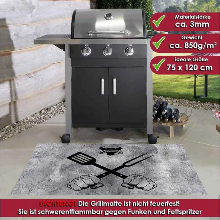 DecoHomeTextil Heimtextilmanufaktur Fußmatte Grillmatte Bodenmatte 75x120 Anti-Rutsch-Funktion – Bild 3