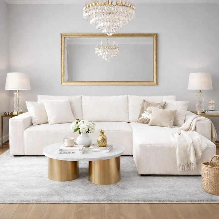 KRISAN MÖBEL Ecksofa EDEN in Creme 235 x 75 x 144 cm, modernes Ecksofa mit Schlaffunktion Links und Rechts montierbar – Bild 4