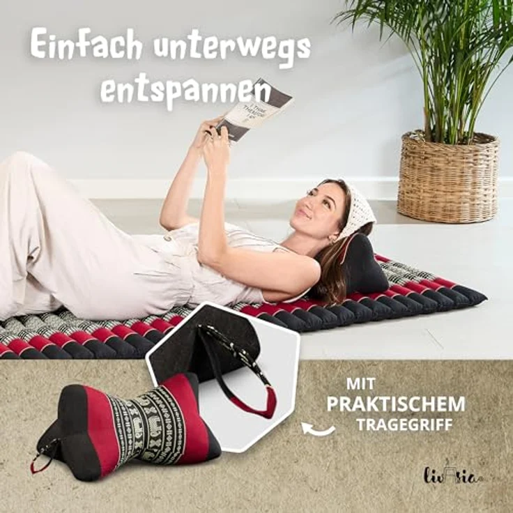 livasia Nackenstützkissen Knochenkissen, vegan und handgefertigt, Ø 15x32cm, Kapok – Bild 7