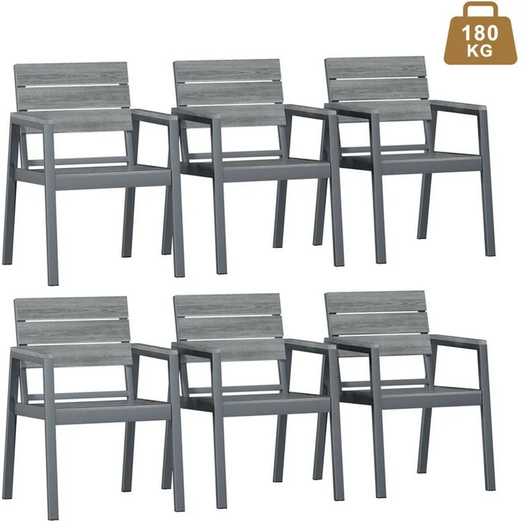 HOMALL Gartenstuhl stapelbar Aluminium Gartensessel Wetterfest, max Belastung 180kg (Set, 6 St), Korrosionsbeständigkeit, verstärkter Alu-Outdoorstuhl – Bild 5