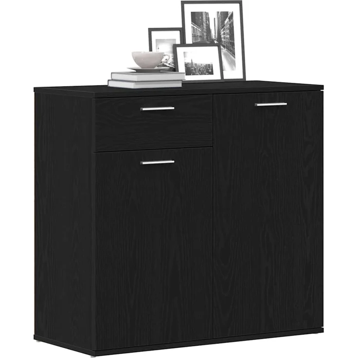 vidaXL Sideboard Schwarz Eichen-Optik 80x36x75 cm Holzwerkstoff 862010 – Bild 4