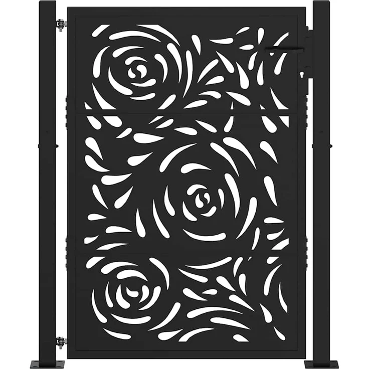 vidaXL Gartentor Schwarz 100x125 cm Stahl Flammendesign 4100990 – Bild 3