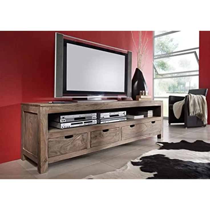 TV-Board Sheesham 190x50x60 grau geölt NATURE GREY #44 – Bild 5