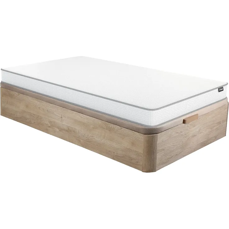 Vente-unique - ASTYANAX II Set aus Matratze und Bettgestell StoffHolz, Platte Beige - B 90 cm x H 12 cm30 cm x L 190 cm