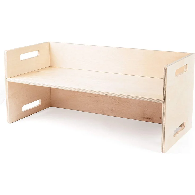 Ehrenkind Kinderhocker Montessori Wendehocker & Wendebank, Kindersitzgruppe Kinderzimmer (aus hochwertigem Holz, Hocker & Bank für Kinderzimmer), aus Birkenschichtholz – Bild 1