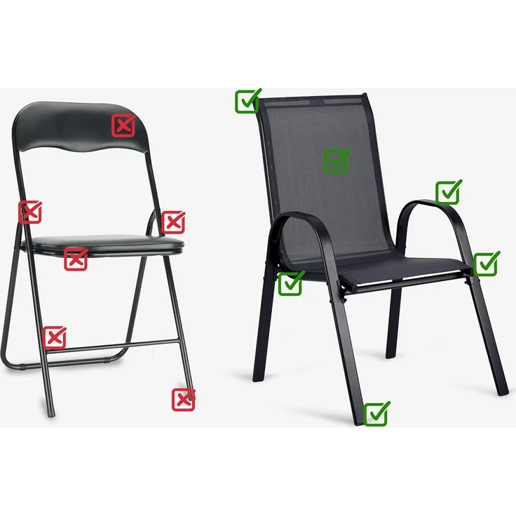 Sofotel Gartenstühle 2 Stück Stahl Pulverbeschichtet Textil Gartenmöbel Set Metall Schwarz – Bild 3