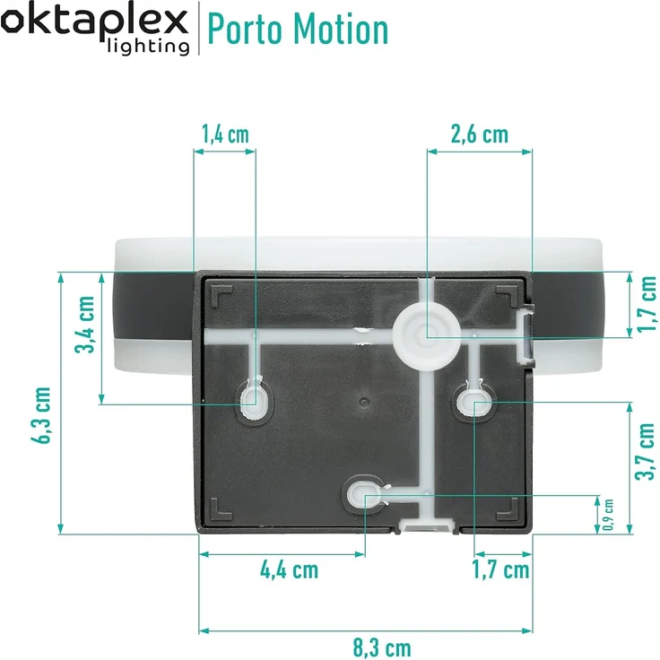 Oktaplex lighting LED Außen-Wandleuchte Porto IP65, Bewegungsmelder, LED fest integriert, Warmweiß, Außenbeleuchtung 15 Watt 1420 Lumen anthrazit – Bild 5
