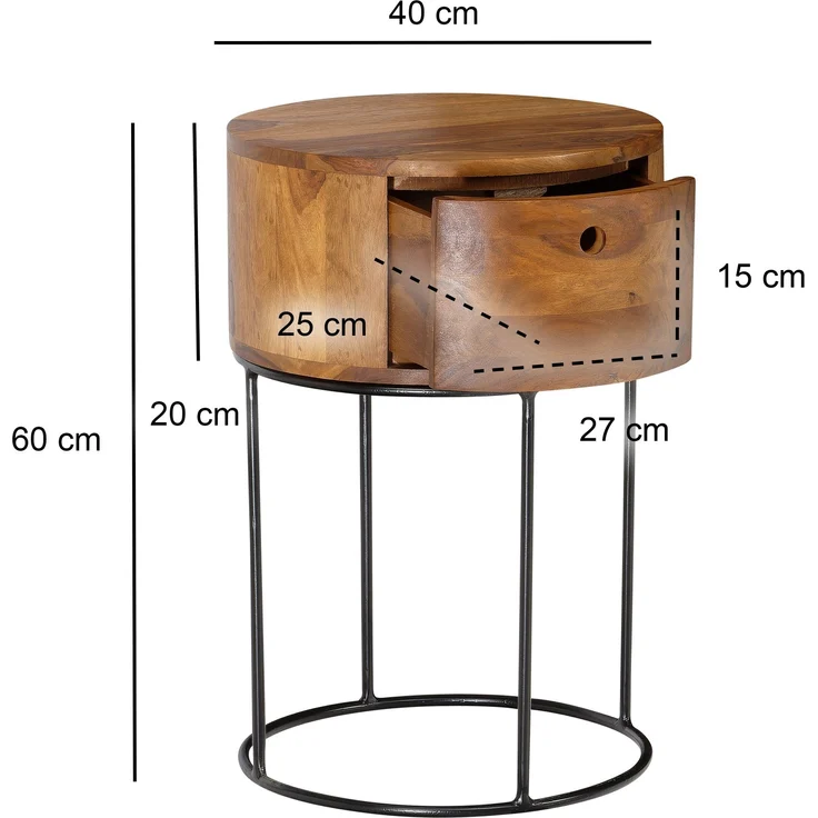 FINEBUY Nachttisch FB56321 (Boxspringbett, Massivholz 40x40x60 cm), Nachtkästchen Stauraum, Nachtkonsolen Schublade – Bild 3
