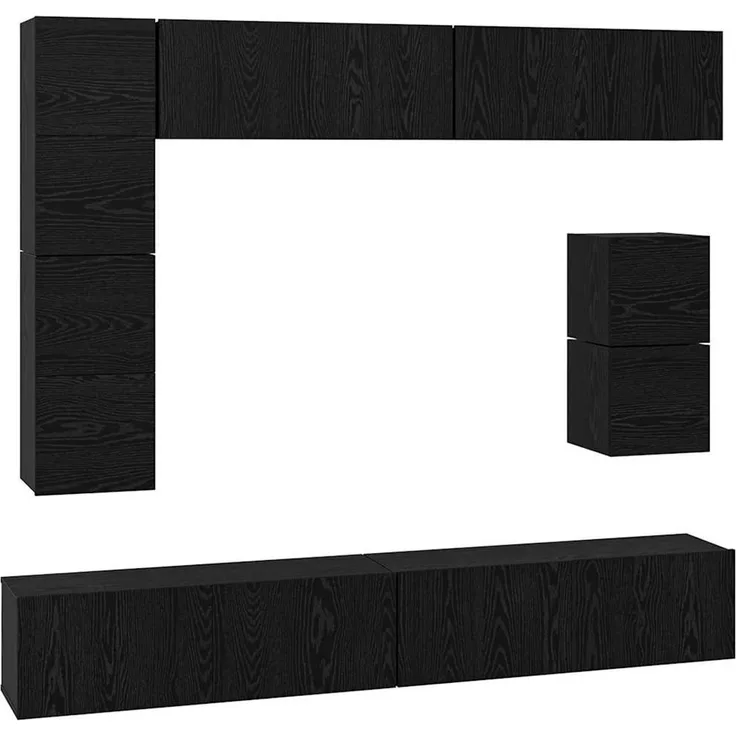 vidaXL TV-Schrankset 8 pcs Schwarz Eichen-Optik Holzwerkstoff 3393295