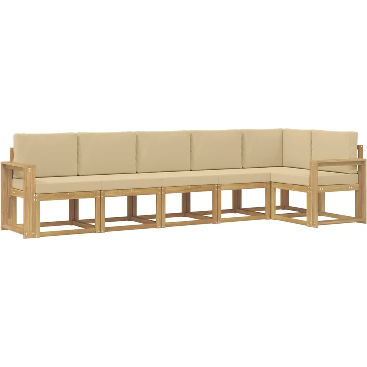 vidaXL Outdoor-Sofagarnitur 6 stk. Weiß und Beige Polyester 3387707 – Bild 2