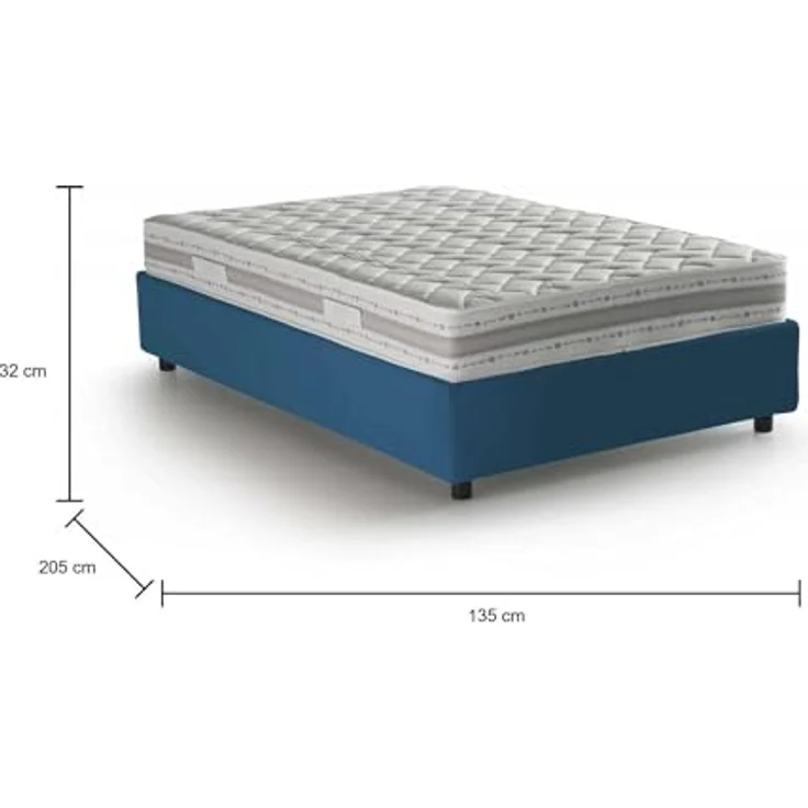 Talamo Italia - Gaia Doppelbett, Bettkasten mit Stoffbezug, 100 % Made in Italy, seitliche Öffnung, inklusive Matratze 120 x 190 cm, Blau – Bild 2