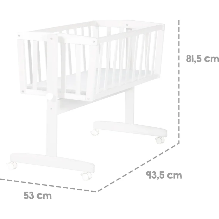 roba Babywiege - inkl. Matratze 40 x 90 cm - Wiegefunktion mit Feststellknopf - Bremsrollensatz - Weiß – Bild 3