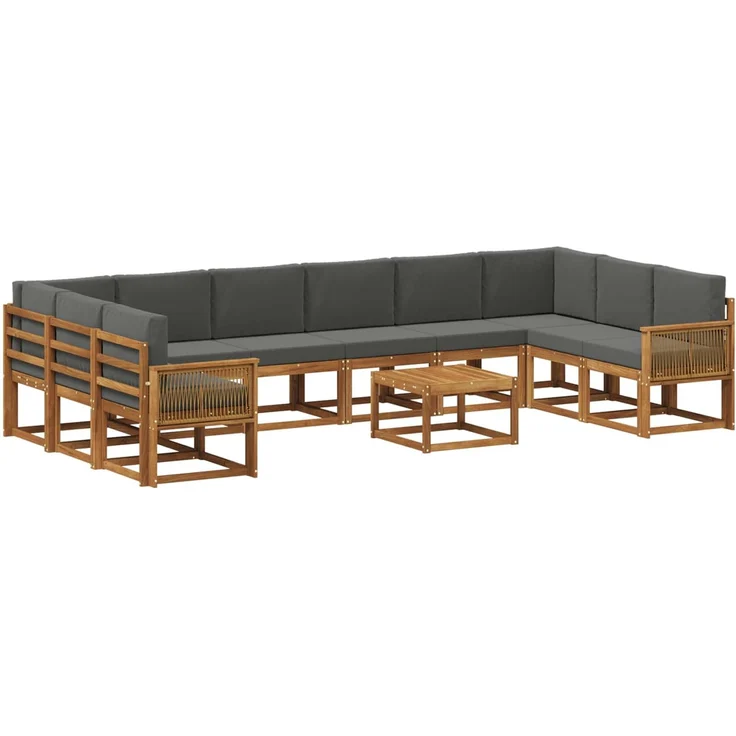 vidaXL Outdoor-Sofagarnitur 11 stk. 10-Sitzer Natur und Anthrazit 3385598 – Bild 2