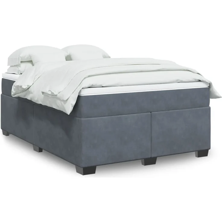 vidaXL Boxspringbett mit Matratze Dunkelgrau 140x200 cm Samt 3285288 – Bild 1