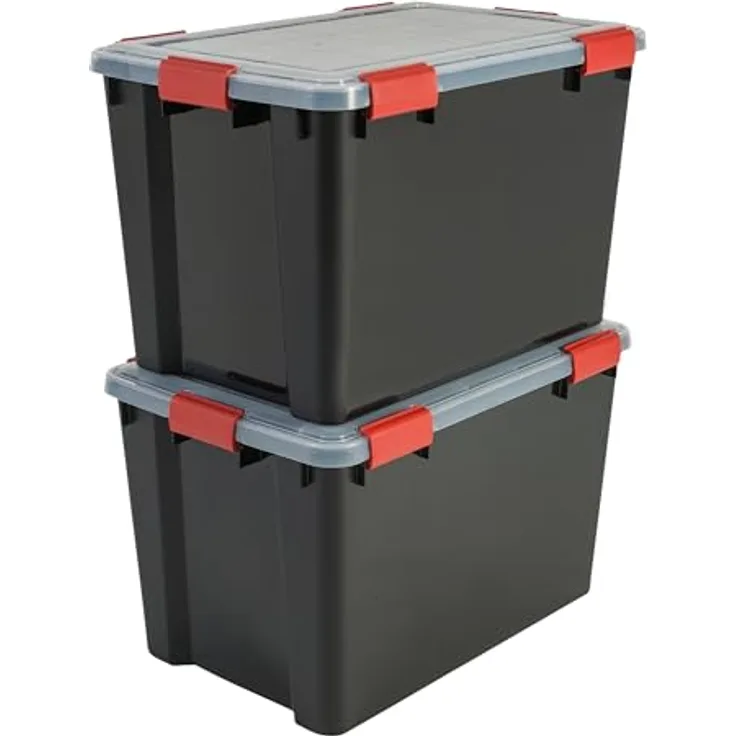 Iris Ohyama Luftdichte Kunststoff-Aufbewahrungsboxen mit Deckel, 70L, 2er-Set, Schwarz, Hermetischer wasserdichter Verschluss, Robuste Schnappverschlüsse, Stapelbar, Staubschutz, BPA-frei, AT-LD
