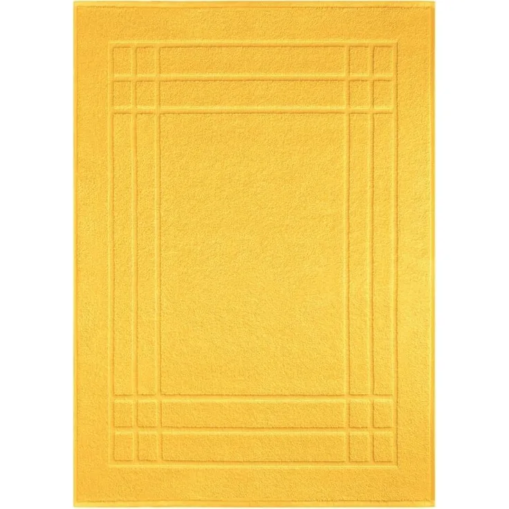 Lashuma Badematte Pure, Höhe 5 mm, schnell trocknend, Baumwolle, rechteckig, gelbe Duschmatte Baumwolle 50x70 cm