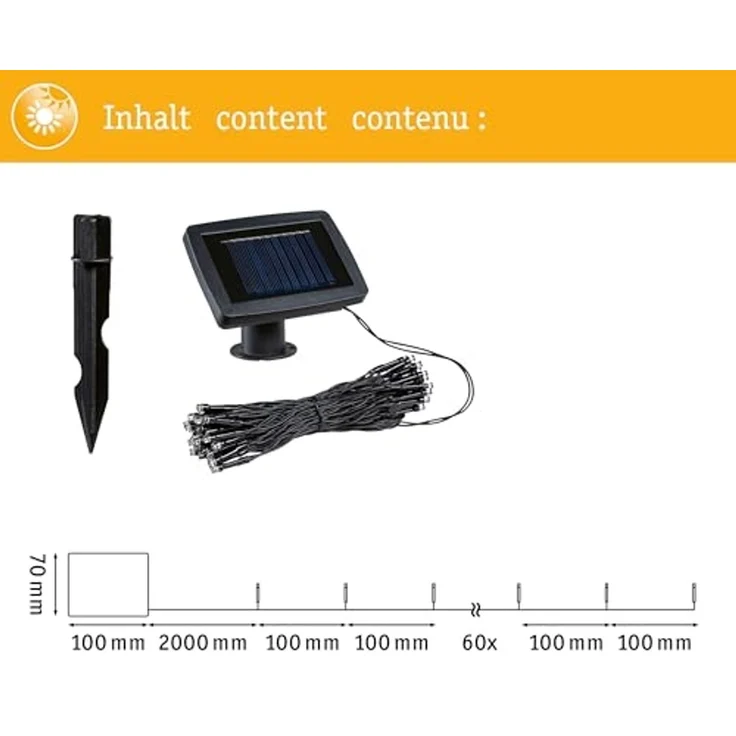 Paulmann 94877 Solar Lichterkette Aurinka IP44 3000K 60x3lm Schwarz – Bild 5