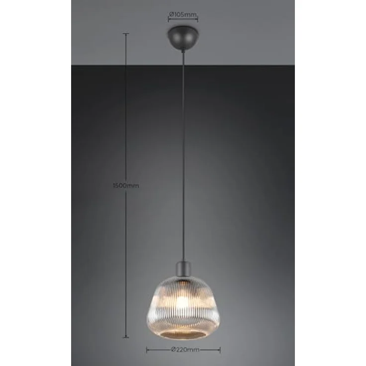 Trio Leuchten Pendelleuchte Tarifa E27, schwarz matte Metall-Glas-Kombination, Ø 22 cm, max. 25W – Bild 7