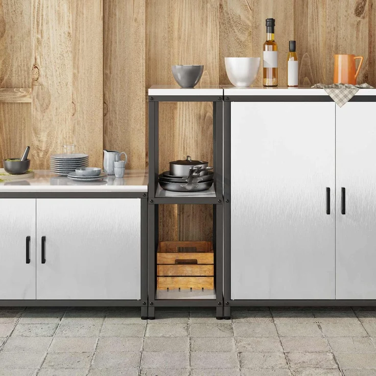 vidaXL Küchenaufbewahrung mit Regal Silber 60 x 50 x 92 cm Stahl 874979 – Bild 3