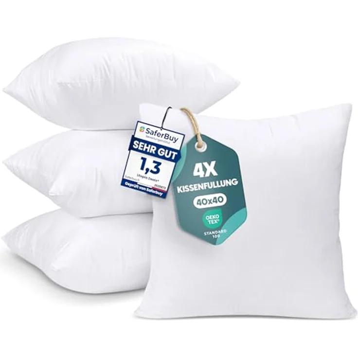 Utopia Bedding 4er Set Kissenfüllung 40x40 cm, Innenkissen Füllkissen Kopfkissen Sofakissen (Weiß) – Bild 2