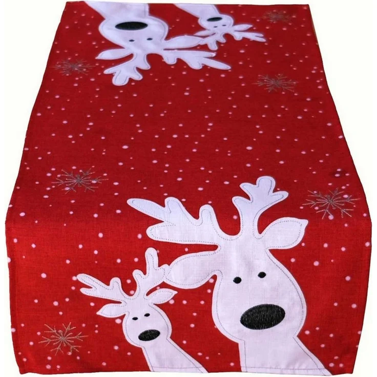 texpot Tischdecke Tischläufer Stickerei lustiger Elch Winter Weihnachten Deko (1-tlg) – Bild 1