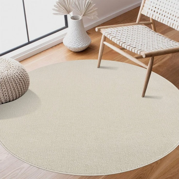 Sanat Teppich Uni, rund, Höhe: 13 mm, robuster Kurzflorteppich, große Farbauswahl – Bild 4