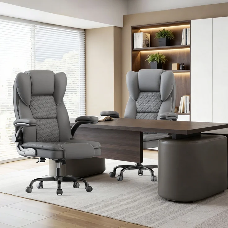 Botifly Ergonomischer Bürostuhl mit Fußstütze, Dunkelgrau, 74 x 34 x 53 cm, 135° Neigbar, SGS-Gaslift – Bild 8