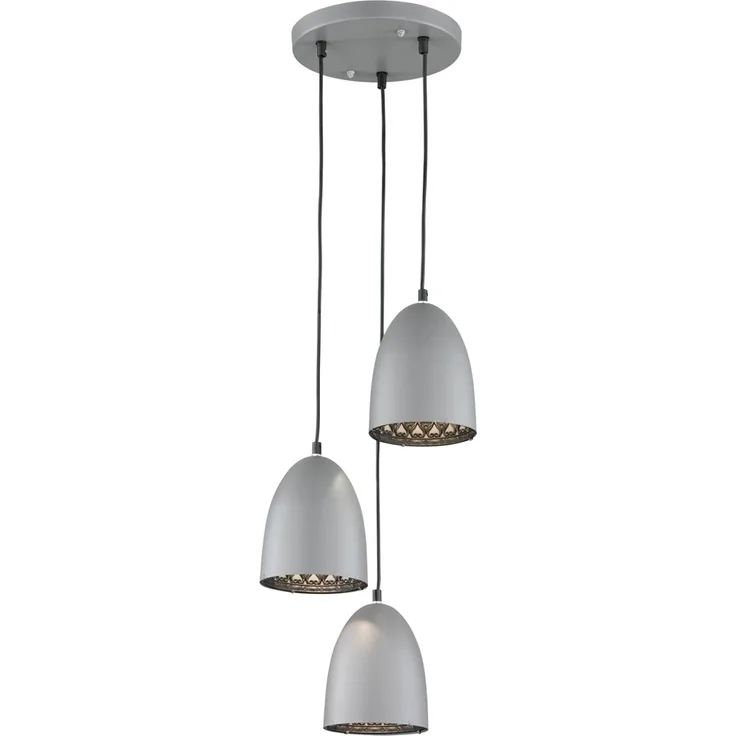 Hängeleuchte, 3 Flammig, Metall titanfarben, H 150cm
