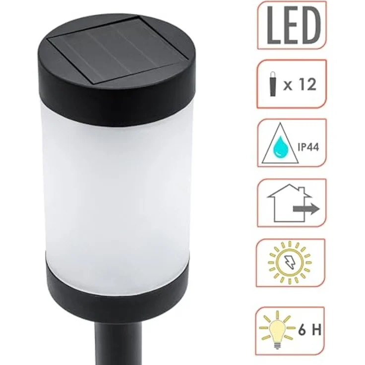 Spetebo LED Solarleuchte Wegeleuchte mit 12 Flammen LED 41x6 cm, Dämmerungssensor, LED fest integriert, orange, realistischer Flammeneffekt, 8er Set Solar Wegeleuchte – Bild 3