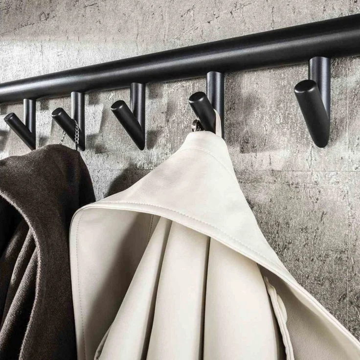 Garderobe Melamik aus Metall und Melamin, modern mit Keramik-Optik, Grau, mit Hutablage und 10 Haken – Bild 2