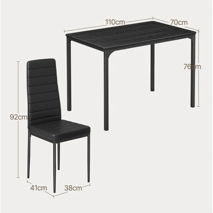 Bealife Essgruppe 5-tlg(Esstisch und 4 stühlen), Holztischplatte(110x70cm) – Bild 4