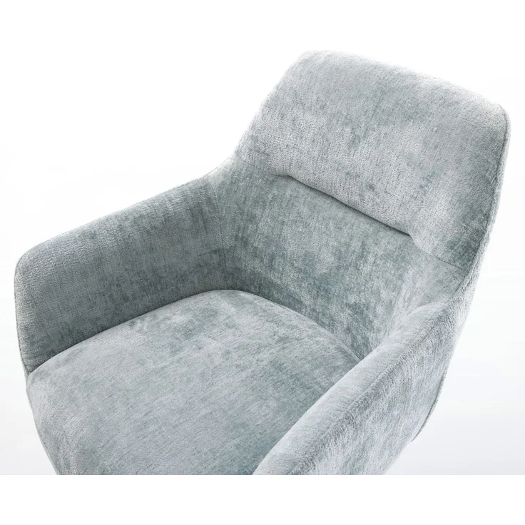 Drehstuhl Pejo-Flex Chenille Pastellblau Kreuzgestell breit Effektfinish Titan 360° drehbar Taschenfederkern – Bild 4