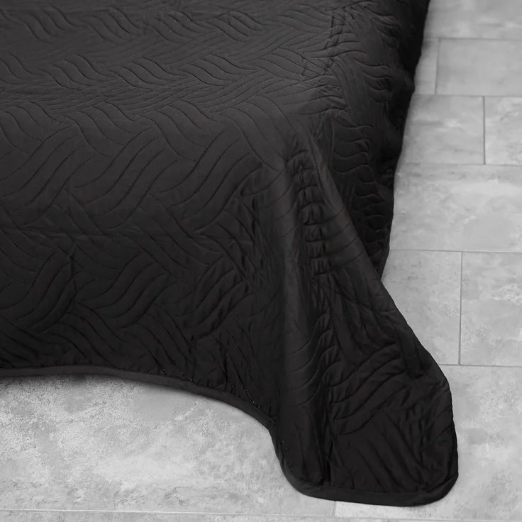 Elegante einfarbige Tagesdecken, Sofaüberwurf 240x220 cm aus 100% Polyester Schwarz – Bild 3