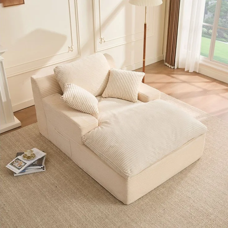 LITBIRD Chaiselongue 160 cm Loungesofa, Boneless Bodensofa & Schlafsofa mit Schlaffunktion, 1 Teile, Platzsparendes Cloud Sofa mit Armlehnen für Wohnzimmer