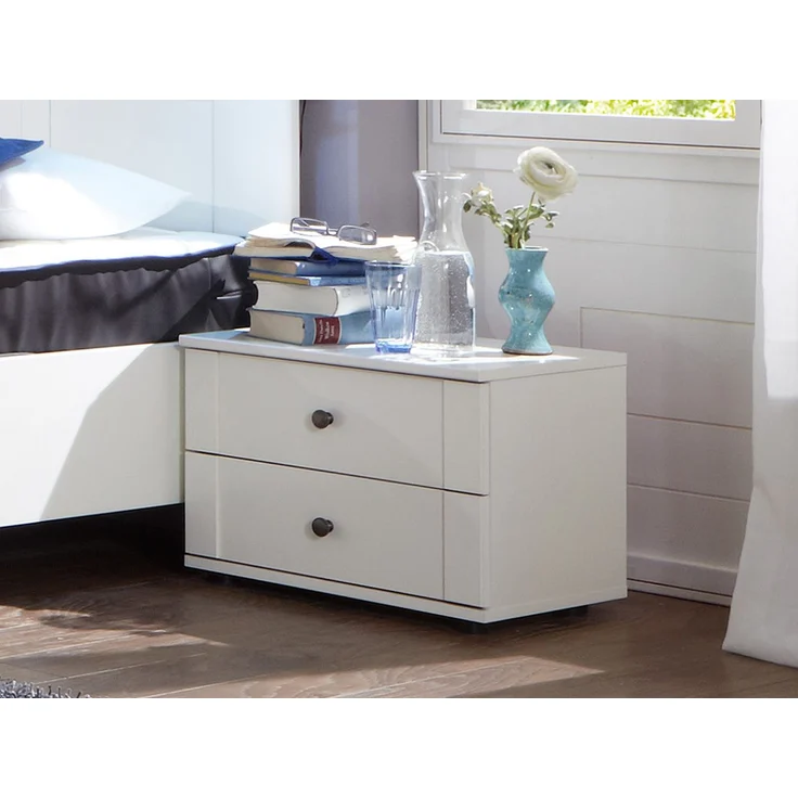 Nachtschrank >CHALET< (BxHxT: 52x40x38 cm) in WEISS - 52x40x38cm (BxHxT) – Bild 1