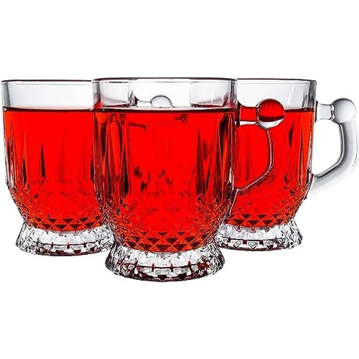 6er Set Pasabahce Coffee Kaffee Trinkgläser Gläser Teegläser Klassik für Tee & Kaffee mit Henkel Griff – Bild 3