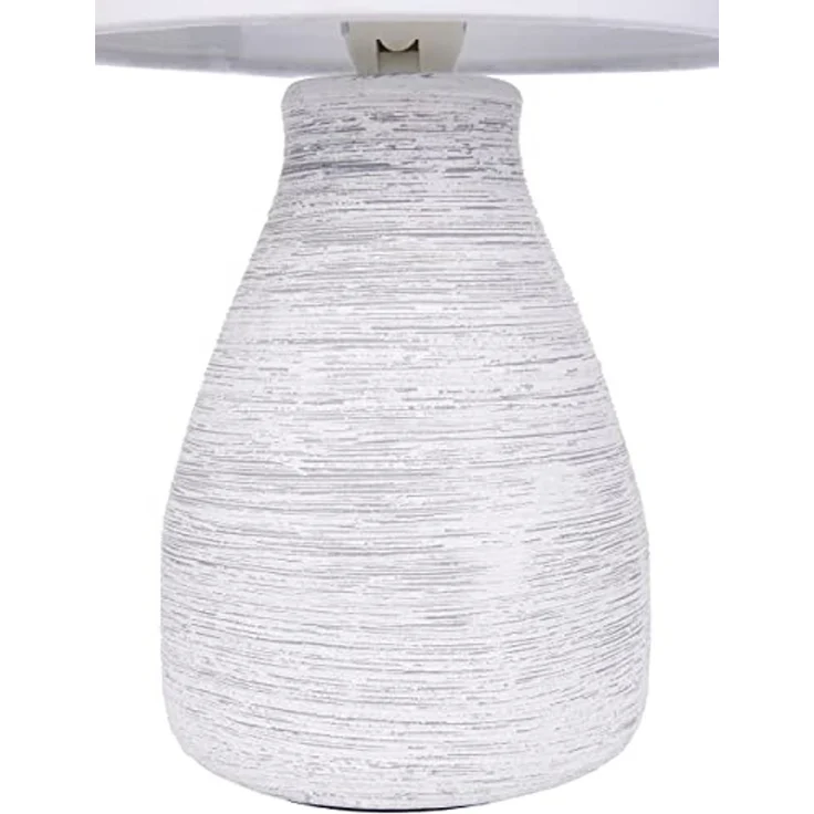 BRUBAKER Tischleuchte Landhaus Shabby Chic, Designer Tischlampe, Ohne Leuchtmittel, 1x oder 2er Set Deko Nachttischlampe mit Stein Optik – Bild 4