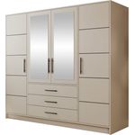 Mirjan24 'Bado 4D' Kleiderschrank mit Schubladen und Spiegel, Laminatplatte Cashmere, 200 x 58 x 196 cm