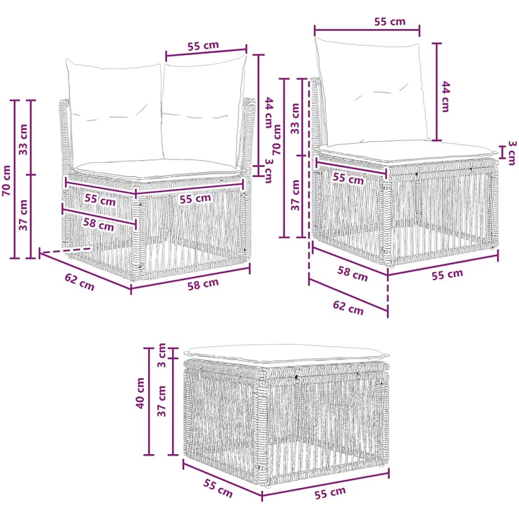 vidaXL Gartensofa-set 5 pcs Grau Poly-Rattan 3434192 – Bild 6