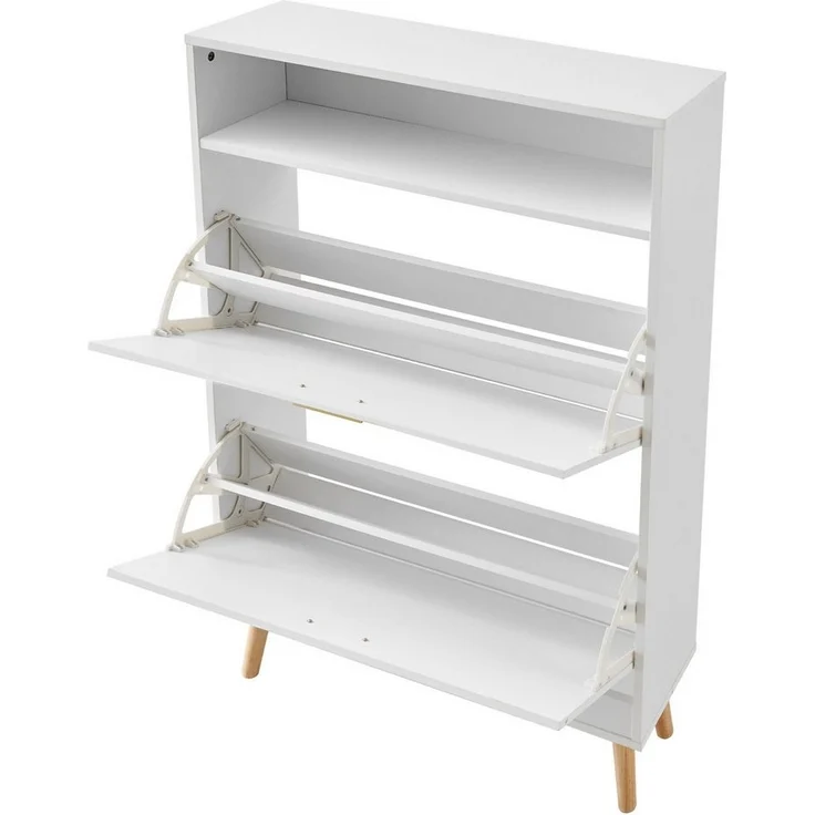 VEVOR Schuhschrank Schuhregal Weiß, 800 x 237 x 1205 mm Schuhkipper mit 2 Klappen – Bild 3