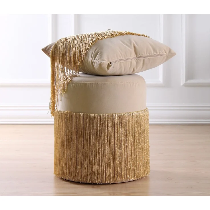 Atelier Del Sofa Modern Gold Velvet Pouffe, 40 cm Height x 45 cm Depth | 100% Velvet, 6 cm Orthopedic Sponge, PVC Coated Hidden Legs | Stylish & Functional Seating, 150 kg Capacity – Bild 7